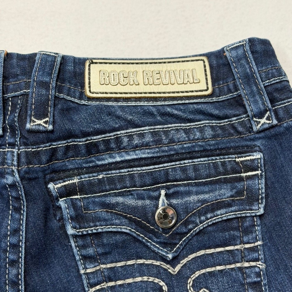 Rock Revival Womens Jessica Skinny Jeans Dark Wash Crystal Flap Pocket 29 Y2K - Picture 5 of 11